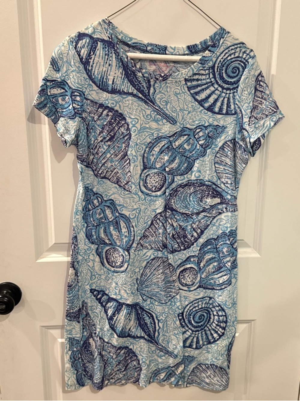 Lilly Pulitzer Sea Shell-Print Midi Dress in Light Blue and Navy